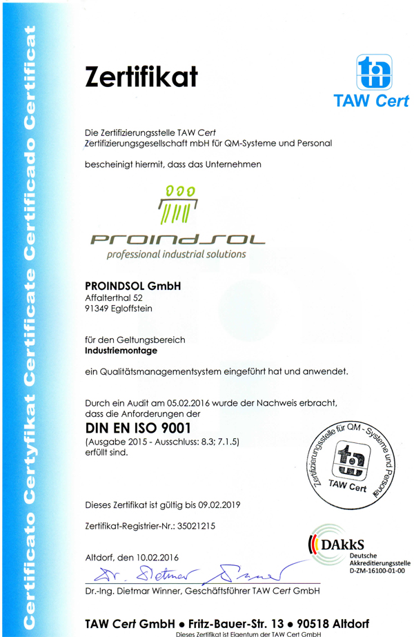 DIN EN ISO 9001 Zertifizierung