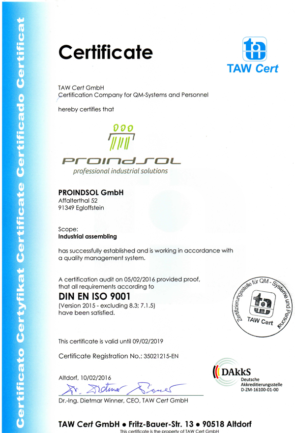 DIN EN ISO 9001 Certificate